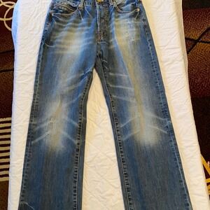 Ed Hardy Denim Jeans Men's Size 32x32 Blue Straight Fit Vintage Wash Button Fly